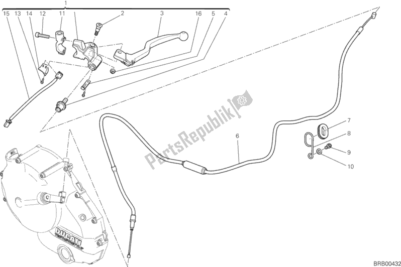 Todas as partes de Controle De Embreagem do Ducati Hypermotard SP 821 2015